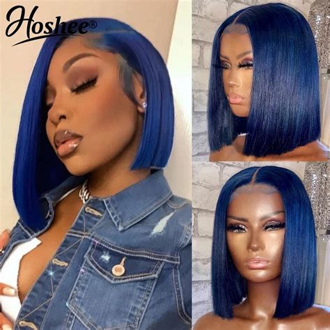 gray blue wig|blue bob lace front wig.